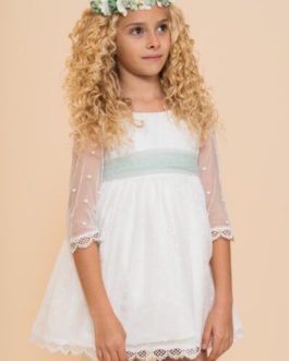 Vestido Niña Etamin Lunares Pequeños