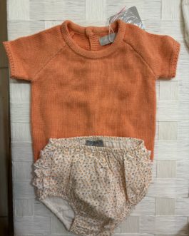 CONJUNTO CHALECO Y BRAGA NARANJA