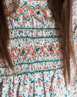 Vestido Niña Fondo Blanco Flores Multicolor