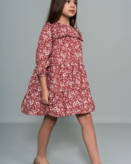 Vestido Niña Fondo Frambuesa Flores Blancas