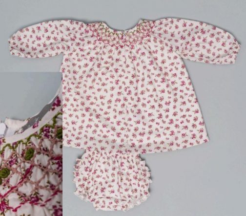 Vestido Punto Inglés Flores Fucsia