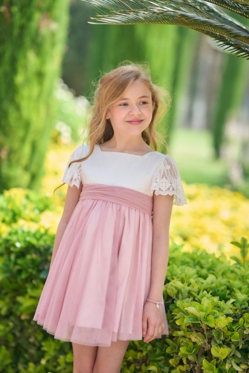 Vestido tul rosa bicolor
