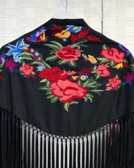 Mantón flores oscuro