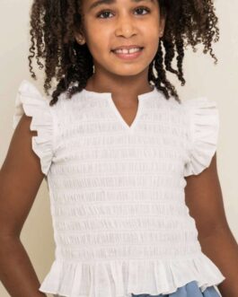 Camiseta blanca frunces