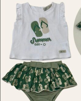 Conjunto niña chanclas verdes
