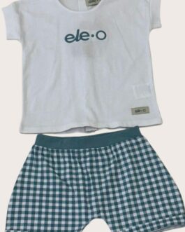 Conjunto niño vichy turquesa