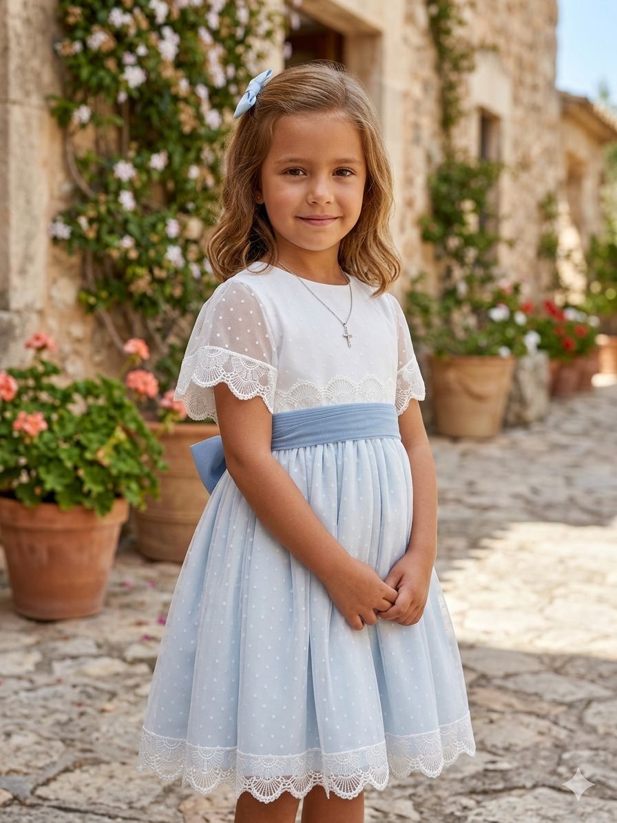 Vestido blanco y azul