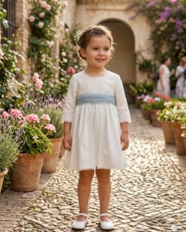 Vestido blanco roto y verde